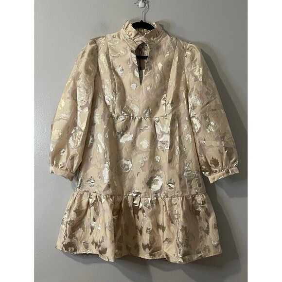 TUCKERNUCK Tan Fil Coupe Palmerston Dress Medium NEW Garden Floral Formal - Picture 1 of 14